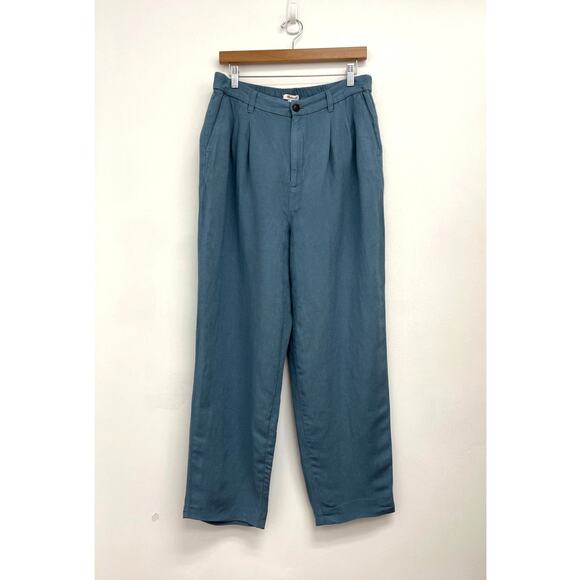 Madewell Tailored Tapered Pleated Elastic Waist Pant Linen-Blend FLAWED Size 10 - Picture 3 of 13